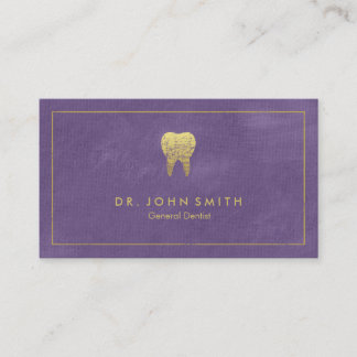 Purple Canvas Golden Frame & Tooth -  Dentist Appointment Card