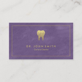 Purple Canvas Golden Frame & Tooth -  Dentist Appointment Card by superdazzle at Zazzle