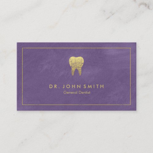 Purple Canvas Golden Frame  Tooth _  Dentist Appointment Card