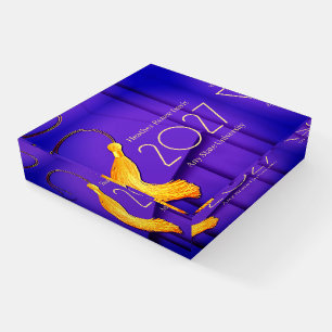 Purple Cap and Gown with Gold Tassel Paperweight