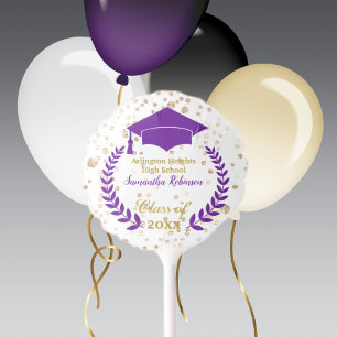 Purple Cap and Laurel Graduation Party Balloon