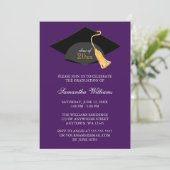 Purple Cap and Tassel Graduation Announcement | Zazzle