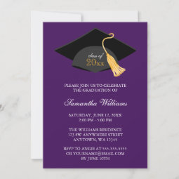 Purple Cap and Tassel Graduation Announcement | Zazzle