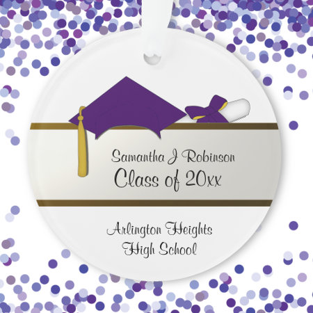 Purple Cap Graduation Acrylic Ornament