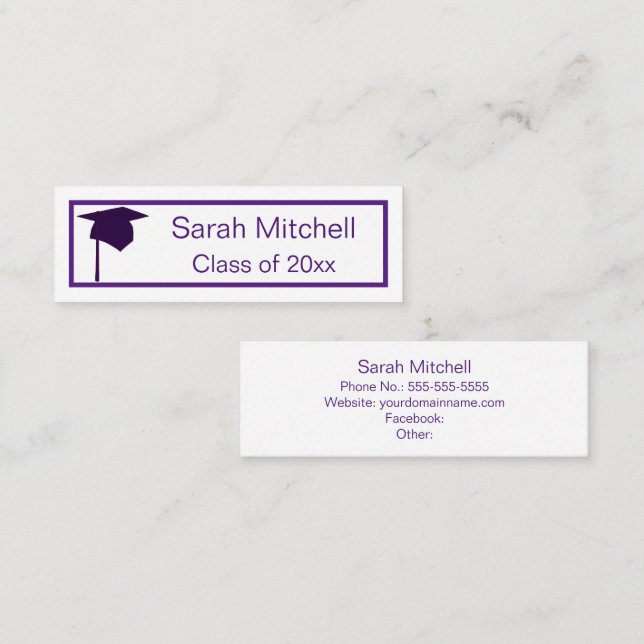 Purple Cap - Graduation Name Insert Cards (Front/Back)
