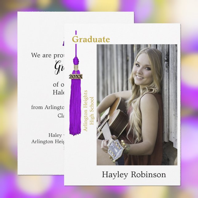 Purple Cap Graduation Photo  Announcement (Creator Uploaded)