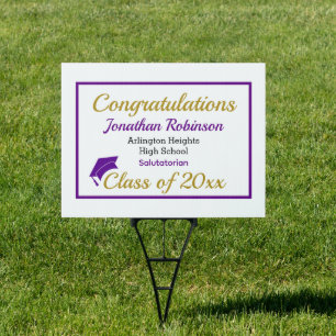 Purple Cap Honors Graduation Yard Sign