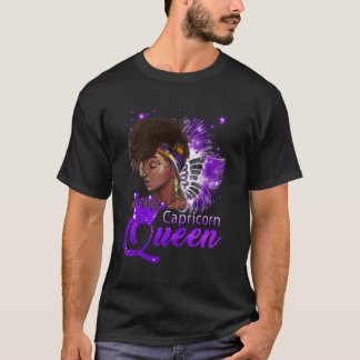 Purple Capricorn Queen African American Dec Jan T-Shirt