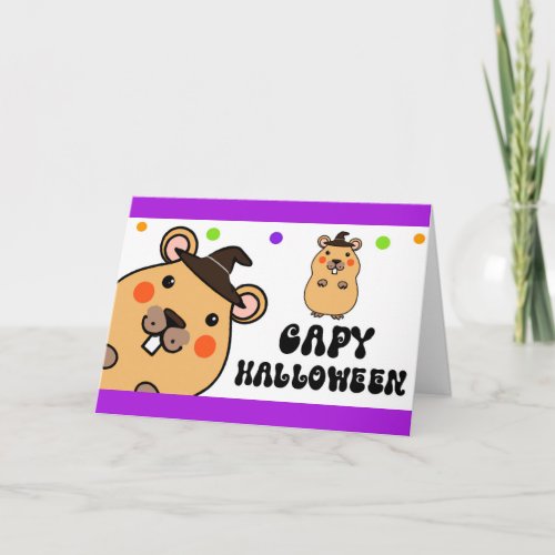 Purple Capybara Halloween Word Search Card