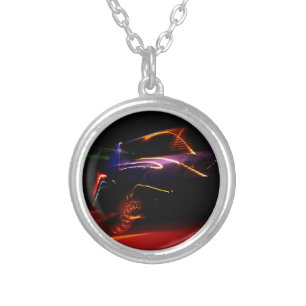 purple car dance silver plated necklace