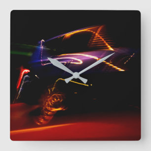 purple car dance square wall clock