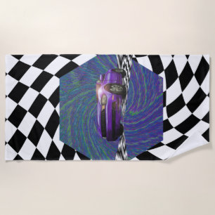 Purple Car Winner's Circle Beach Towel