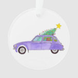 Purple Car With Christmas Gifts Ornament at Zazzle