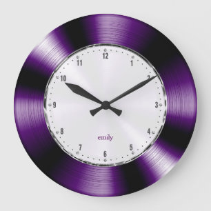 Purple Carbon Fiber Metallic Look Large Clock