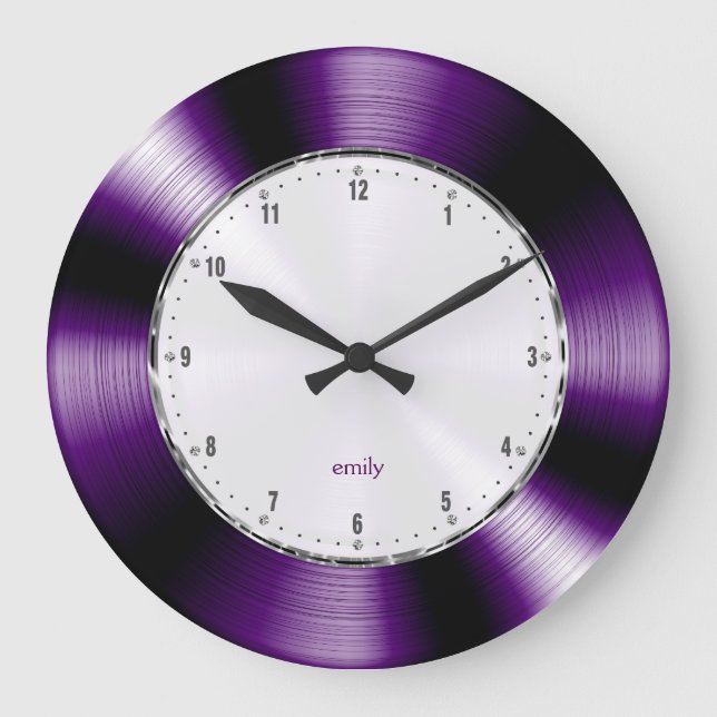 Purple Carbon Fiber Metallic Look Large Clock (Front)