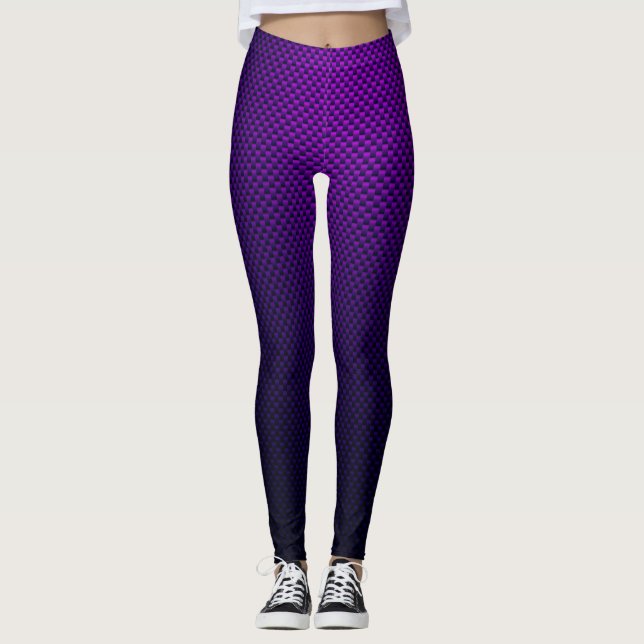 Purple  carbon fiber patterned leggings (Front)