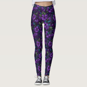 Purple Cardio Gardenias Inspired Christmas Gifts Leggings