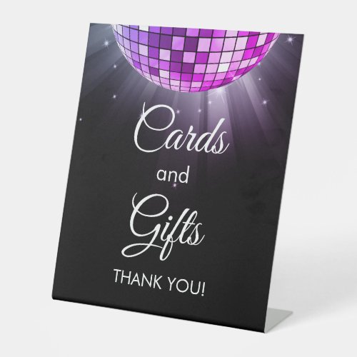 Purple Cards and Gifts 70s Disco Ball Pedestal Sign