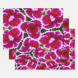 Purple Carnation Pattern Wrapping Paper Sheets