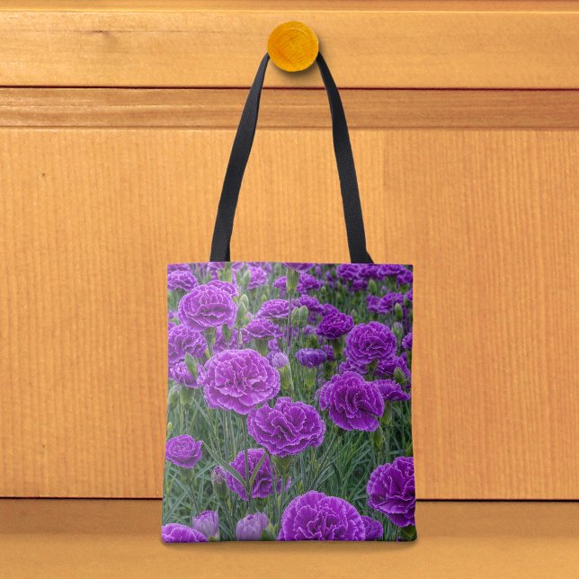 Purple Carnations Tote Bag (Tote bag with purple carnations)