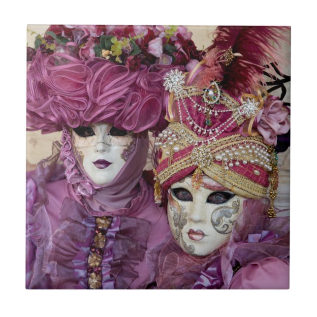Purple Carnival costume, Venice Ceramic Tile (Front)