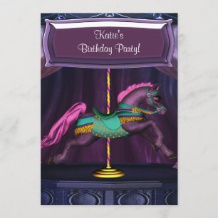 Purple Carousel Pony Girls Birthday Party Invitati Invitation