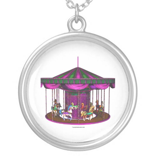 Purple Carousel Silver Plated Necklace