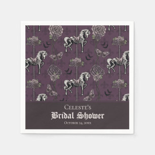 Purple Carousel Skeleton Horse Pattern Napkins