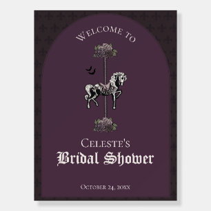 Purple Carousel Skeleton Horse Welcome Sign