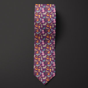 Purple Cartoon Cats Montage Neck Tie