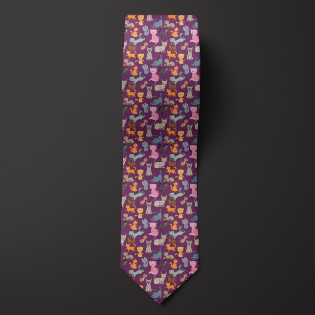 Purple Cartoon Cats Montage Neck Tie (Creator Uploaded)