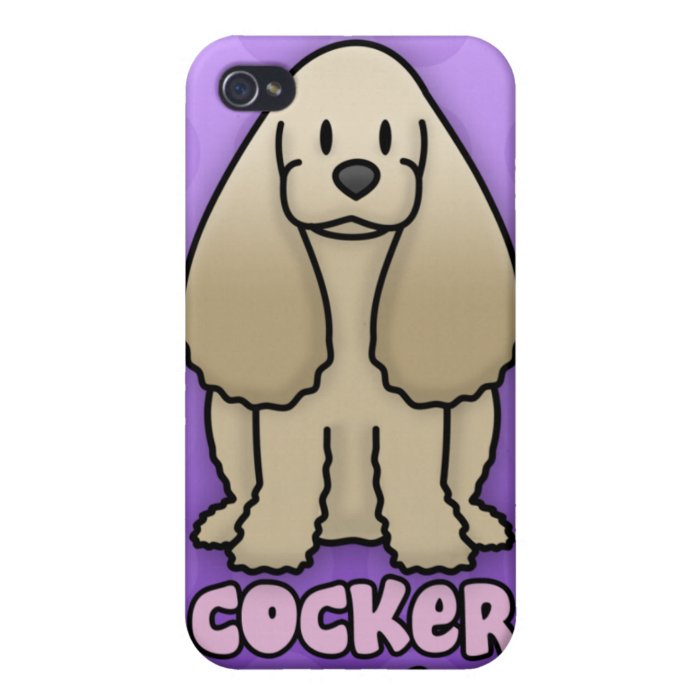 Purple Cartoon Cocker Spaniel Covers For iPhone 4