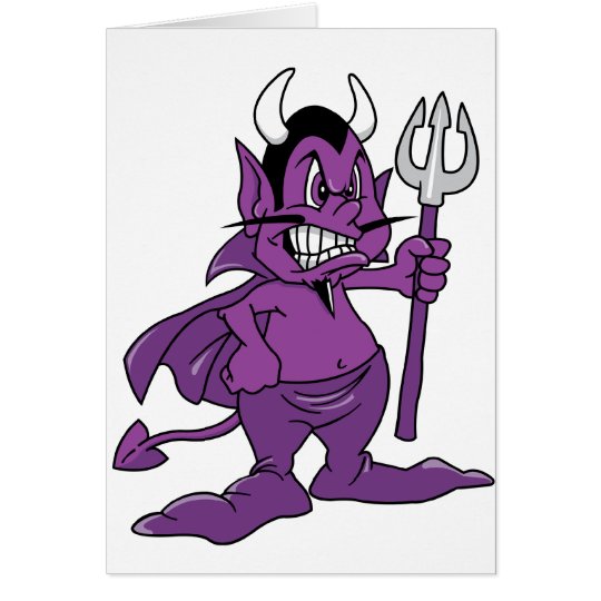 Purple Cartoon Demon Card