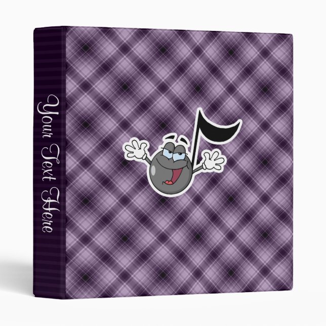 Purple Cartoon Music Note 3 Ring Binder (Front/Spine)