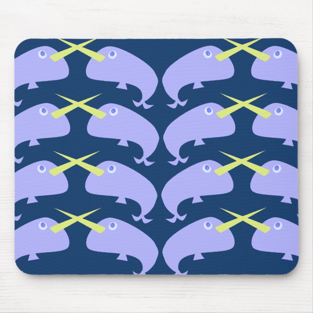 Purple Cartoon Narwhal Pair Character Design Mouse Pad (Front)