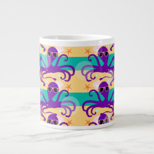 Purple Cartoon Octopus Underwater Fun Design Giant Coffee Mug