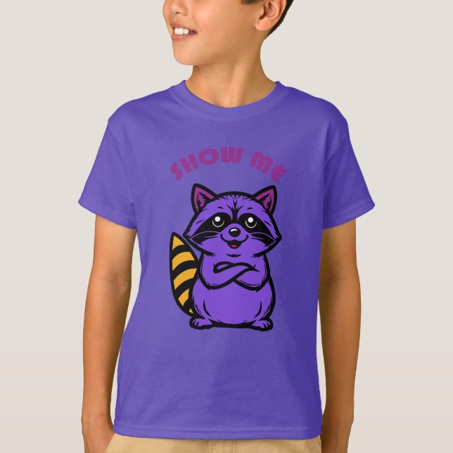 purple cartoon raccoon T-Shirt (Front)