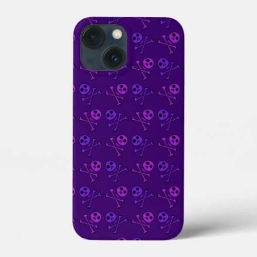 Purple Cartoon Skull Pattern iPhone 13 Mini Case