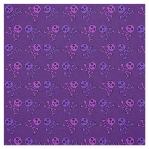 Purple Cartoon Skull Pattern Fabric