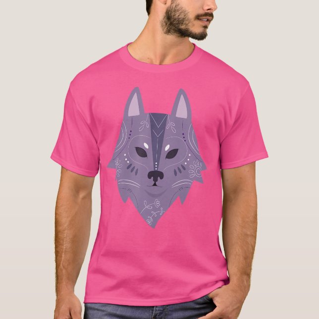 Purple Cartoon Wolf Head T-Shirt (Front)