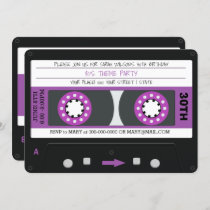 Purple Cassette Tape Retro 80s Birthday Party Invitation
