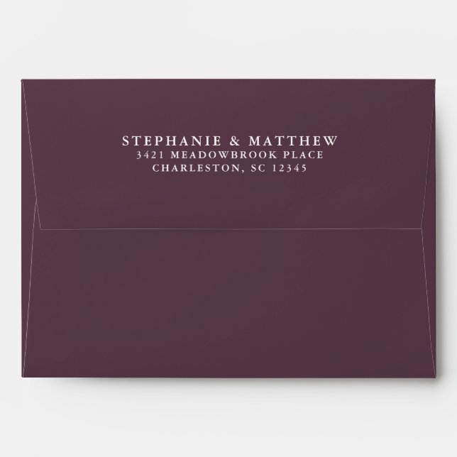 Purple Cassis Wedding Chic Return Address Elegant Envelope (Back (Top Flap))