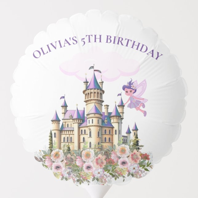 Purple Castle Fairytale Birthday Theme Guest  Balloon (Back)