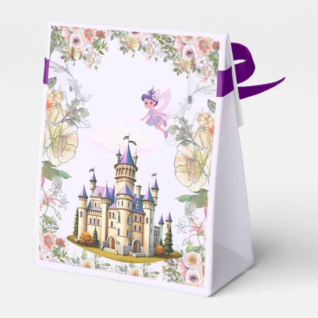 Purple castle Fairytale theme  Favor Boxes (Back Side)