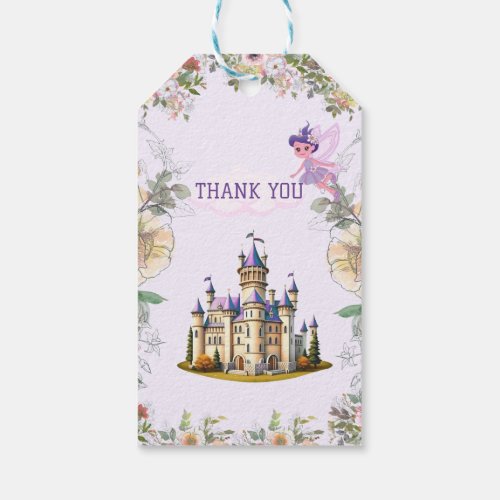 Purple castle Fairytale themed thank you tags Gift Tags