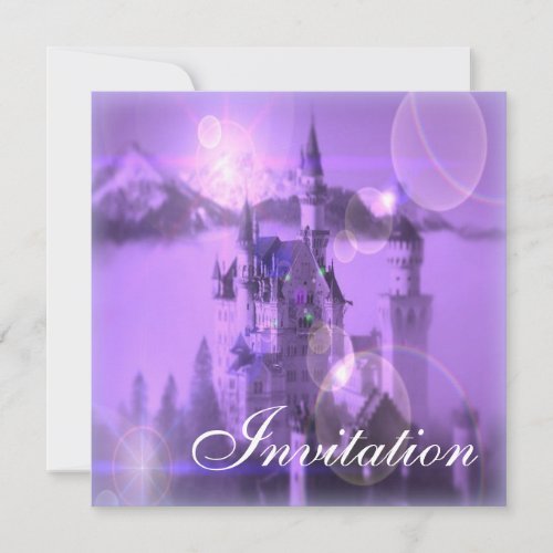 Purple Castle Garden Tea Party Princess Birthday  Invitation