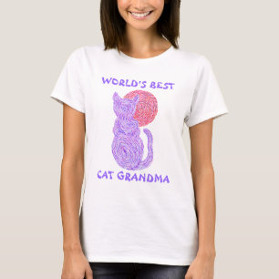Purple Cat And Moon Worlds Best Cat Grandma T-Shirt