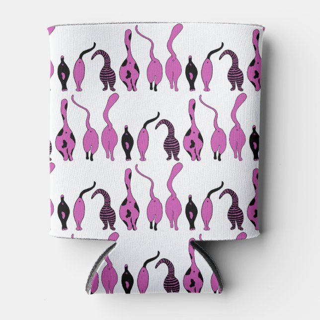 Purple Cat Butt Pattern Can Cooler (Front)