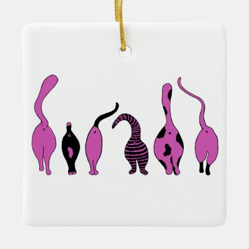 Purple Cat Butts Ceramic Ornament