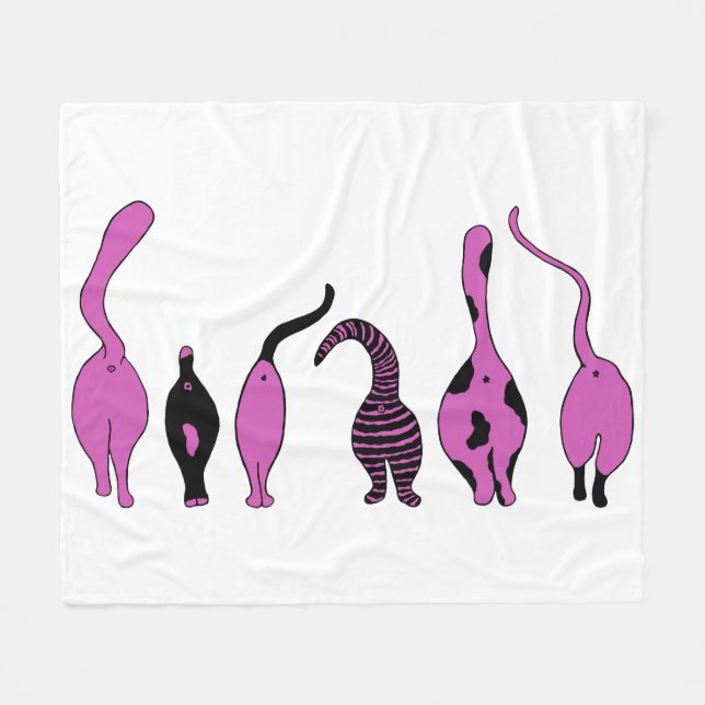 Purple Cat Butts Fleece Blanket (Front (Horizontal))